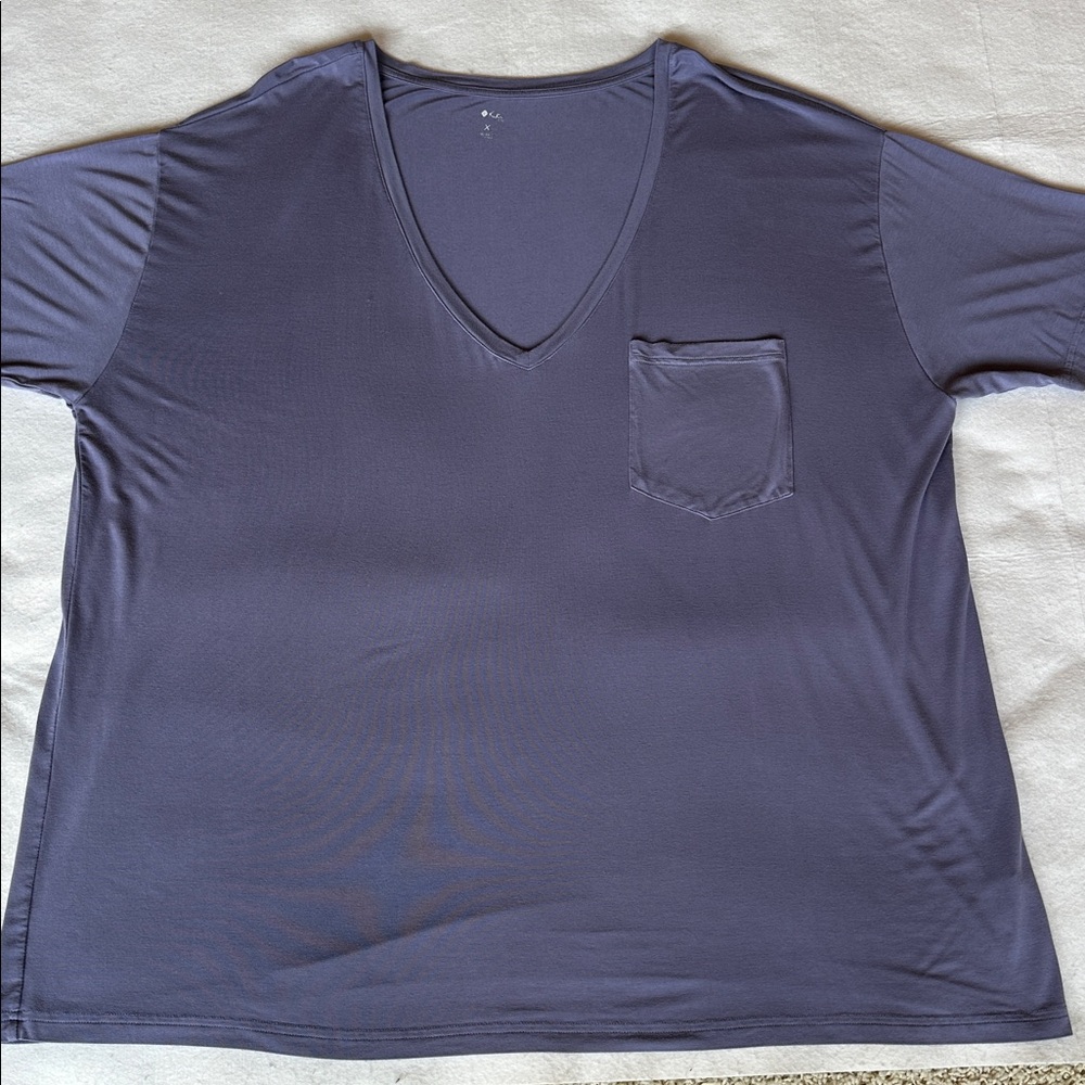 Kyte Baby Women’s Short Sleeve V Neck Bamboo Dark Lavender Pocket T-Shirt Sz XXL